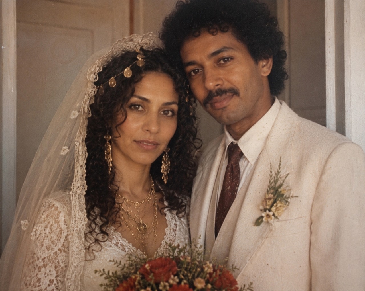 Sinah and David on their wedding day