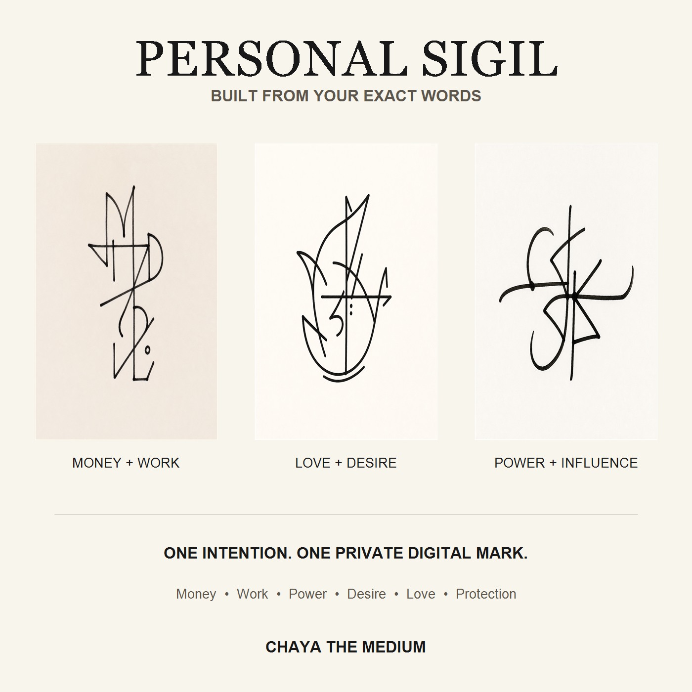 Personal Sigil | Custom Symbol for Money, Power, Desire, Love or Work